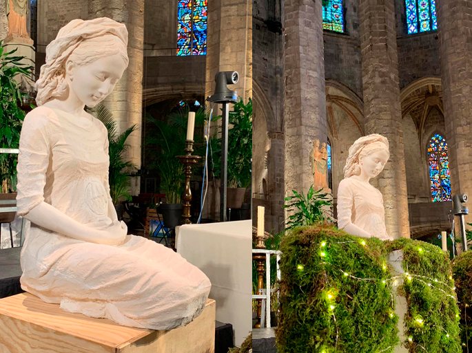 Vista de la basílica durante la Hora Santa, con la Virgen de Hakuna en el altar.