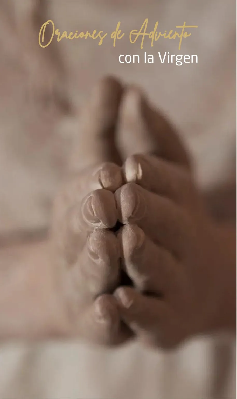 Portada de «Oraciones de Adviento con la Virgen»: dos manos juntas, en tonos cálidos.